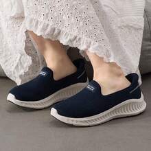 Skechers Women's Slip-Ins Lightweight Cushioned Hands-Free Breathable Mesh Walking Shoes - Navy Blue - View 9