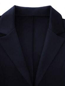 Women's Elegant Commuter Style Short Sleeve Blazer, Solid Color Tank Top, And Skirt 3-Piece Set Summer - Navy - View 9
