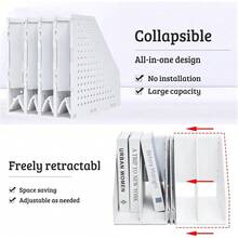 Foldable Plastic Desktop Magazine Rack 4-Slot File Storage Box Vertical File Organizer For Office Home School Document Storage Back To School - Multicolor - View 5