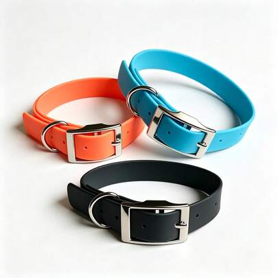 Collar para perro impermeable ajustable de silicona suave con hebilla de metal resistente y anilla en D, duradero y fácil de limpiar, para perros pequeños, medianos y grandes, para paseos, entrenamiento y exteriores