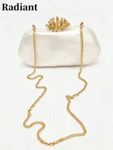 Luxury Evening Bag Unique Shaped Clutch Minimalist Pearl Mother Of Pearl Crossbody Bag Suitable For Evening Gowns Wedding Dresses Parties And Banquets - White - View 3