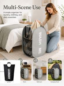 Multifunctional Foldable Laundry Basket, Pop-Up Mesh Dirty Clothes Basket With Durable Handles, Extra Large Capacity, Suitable For Dirty Clothes, Closet, Travel, Dorm - Multicolor - View 4