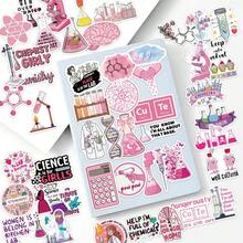 50Pcs Pink Lab Stickers Funny Science Stickers Aesthetics Scrapbook Stickers Pack Chemistry Stickers Biology Stickers Vinyl Waterproof Stickers For Water Bottle,Computer,Laptop,Phone,Luggage,Notebook,Fridge - Multicolor - View 8