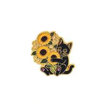 Cute Kitten Holding Flower Bouquet Lapel Enamel Pins And Brooches Badge Pins For Backpacks Bags Backpack Cool Decoration Friend For Gifts - Multicolor - View 16