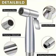 1PC Bathroom Handheld Bidet Sprayer Toilet Set Spray Gun Bathroom Sprayer Self-Cleaning Shower Head (With Extension Hose And Dual Control Angle Valve) - Silver - View 4