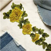 1件花卉刺繡縫製貼布，DIY衣物牛仔褲夾克包包服飾裝飾貼花 - A - 查看 1
