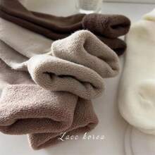 1/3/6/9/12/18 Pairs Random Women's Solid Color Thick Warm Casual Versatile Terry Mid-Calf Socks - Multicolor - View 6