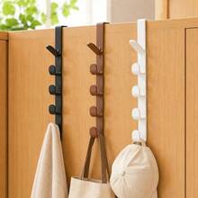 Cabinet Door Hanging Multi-Hook Rack, Drill-Free Plastic Hooks, Space-Saving Closet Organizer, Multi-Bend Hooks For Towels, Bags, Hats, Scarves, Suitable For Kitchen, Bathroom, Bedroom Home Storage Rack, Load Capacity Under 1kg - Multicolor - View 1