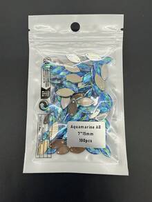 JUNAO 100pcs 7x15mm Sewing Purple AB Horse Eye Rhinestones Flatback Acrylic Appliques Sew On Strass Diamond For Needlework - Blue - View 5