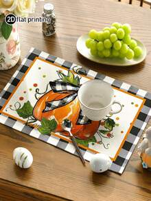 4pcs,6pcs,Autumn Harvest Pumpkin Thanksgiving Table Placemats,Rectangular Tablecloth,Washable,Suitable For Family Dinner,Coffee Table,Durable Kitchen And Dining Room Decor,Table Decoration Party And Scene Decoration,Home Decor - Multicolor - View 5