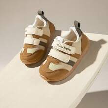 mini bala Sepatu Sneakers Retro Balita 2026 Terbaru, Garis-Garis Blok Warna, Perekat Ganda, Sol Lembut, Anti Selip, Bernapas, Sepatu Anak untuk Berjalan - nada kopi putih - View 6