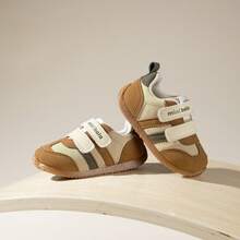 mini bala Sepatu Sneakers Retro Balita 2026 Terbaru, Garis-Garis Blok Warna, Perekat Ganda, Sol Lembut, Anti Selip, Bernapas, Sepatu Anak untuk Berjalan - nada kopi putih - View 9