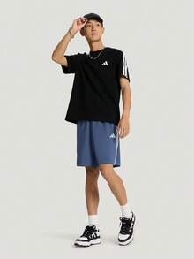 Adidas Men's ST 3ST TEE Short Sleeve T-Shirt Knit Collarless Short TKX0500 - Black - View 6