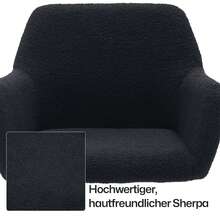 HengMing Faux Fur Dining Chairs, Mid-Century Style Accent Chairs With Solid Steel Legs For Dining Room - Black - View 3