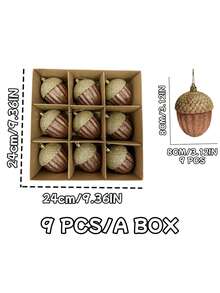 9pcs Christmas Tree Pine Cone Hanging Ornament Set, Plastic Material, Classic Style, Suitable For Christmas Tree Decoration Or Tabletop Display, Holiday Home And Party Decoration Choice - Multicolor - View 8