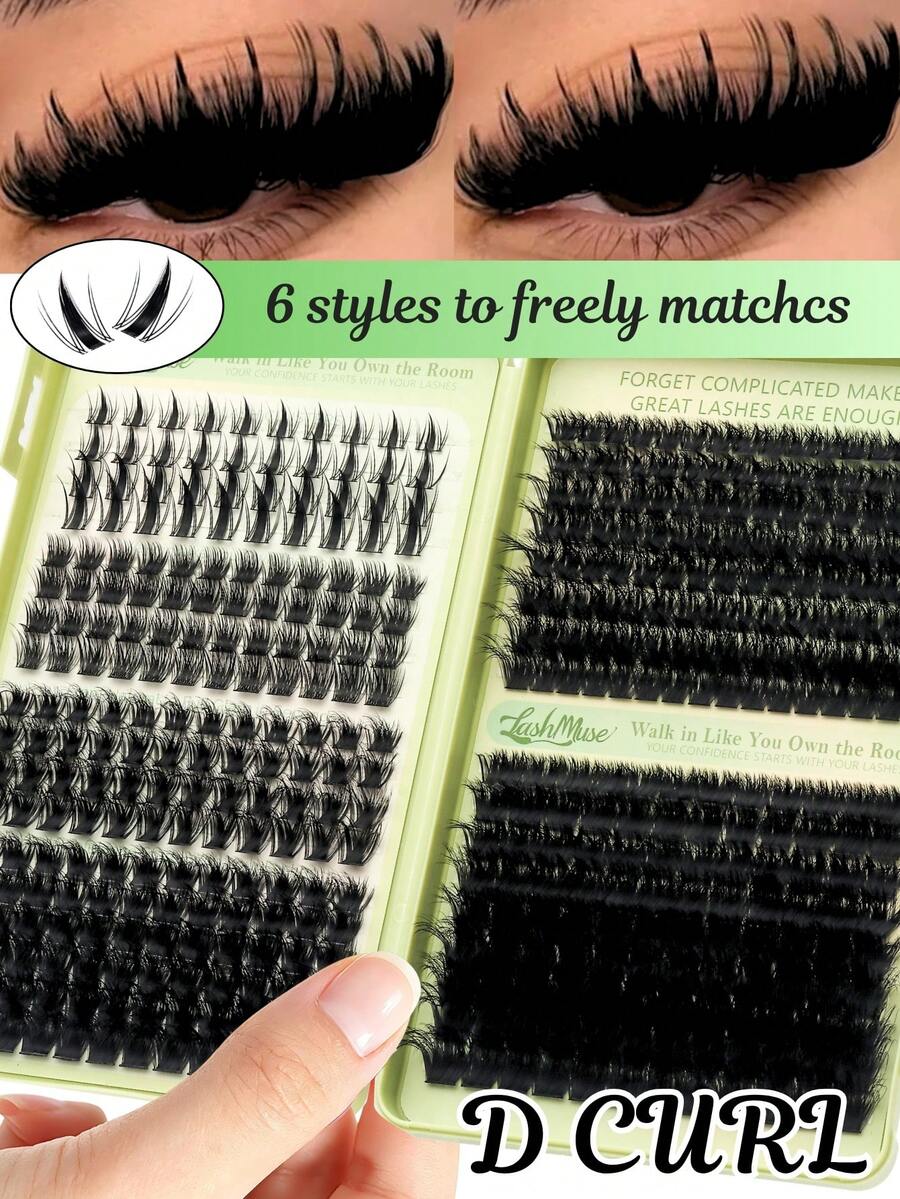 460 Clusters European & American Style Eyelash Book, Multi-Density Cluster Lash Set, D/DD Curl, 8-16mm Mixed Length, Creates Natural Enlarged, Voluminous, Deep Cat Eye And Personalized European & American Makeup Look. DIY Single Cluster Lashes Can Be Flexibly Arranged And Combined, Quickly Achieving Professional Eyelash Effect, Saving Makeup Time. Faux Mink Soft Fiber, Lightweight And Comfortable Fit For Eye Shape