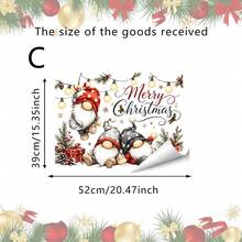 1pc Christmas Dwarf Window Static Stickers. Xmas Gnome Gift Box Candy Cane Merry Christmas Script, Transparent Double View Films For New Year Window Refrigerator Kitchen Tile Holiday Home Decor. - Multicolor - View 13