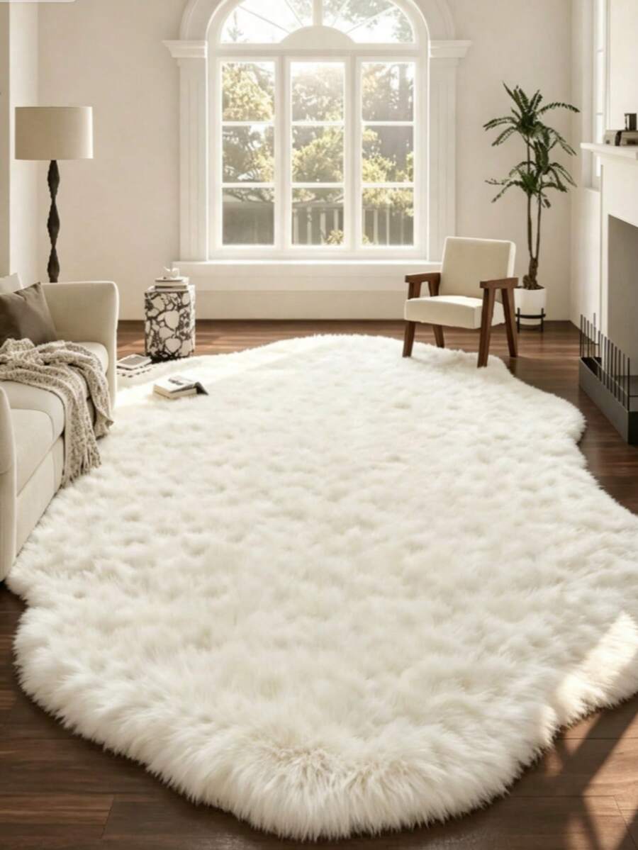 1 pieza Alfombra mullida y esponjosa, disponible en blanco, negro, morado, suave y esponjosa, absorbente, alfombra gruesa para dormitorio, sala de estar, decoración del hogar, alfombra de cocina lavable