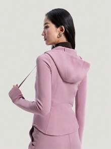 Adidas Women's SFL SLIM JKT Knit Sweatshirt Jacket KH2700 - Pink - View 4