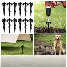20/10pcs Heavy Duty Spiral Tent Stakes Set With 1 Sleeve Combination Set - 7.9 Inch Screw-In Ground Anchors, Suitable For Camping, Beach, Inflatable Equipment And Garden Lawn - Durable Outdoor Windproof Stakes - Spiral Tent Peg Set - View 9
