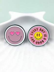 Funny Mood Hand Gesture Enamel Pin - Yellow Smiling Face Meme Style Brooch - Multicolor - View 3