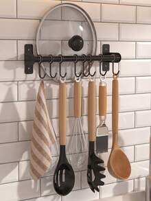 Rak Peralatan Dapur Gantung Dinding, Kait Rel Gantung Dapur Logam, Tempat Penyimpanan Peralatan Gantung Dinding Tugas Berat untuk Sendok, Pengocok, Handuk, Panci, dan Handuk Dapur agar Mudah Dijangkau, Pengatur Penyimpanan Dapur - beraneka warna - View 9