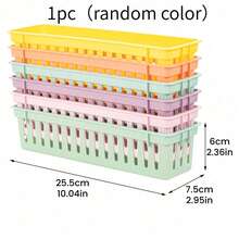 1/3/4/6pcs Classroom Pencil Storage Basket, Plastic Stationery Organizer, 25.5x7.5x6cm Colorful Pen Holder Storage Box, Suitable For Teachers, Students, Home Learning And Office - Multicolor - View 7