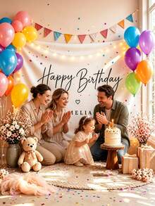 可客製化生日快樂橫幅（含姓名）、個性化生日姓名旗幟、波希米亞風生日牆飾、生日派對裝飾、畢業與喬遷橫幅、派對裝飾、戶外牆面藝術背景、人像攝影道具 - 彩色 - 查看 9
