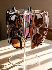 Vigour Summer Transparent Acrylic Eyewear Display Stand, Transparent Rotating Eyewear Storage Rack, High-Quality 360° Rotating Round Lift Rack, Desktop Fashion Glasses Display Stand, Desktop Eyewear Storage Organizer, Multi-Purpose Hanging Storage Organizer, Birthday Gift, Teacher's Day Gift, For Friends And Family - Multicolor - View 5