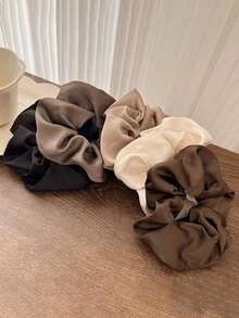 5pcs Premium Satin Hair Scrunchies, Silk-Like Elastic Hairbands, Elegant Silk Hair Accessories For Women - Multicolor - View 2
