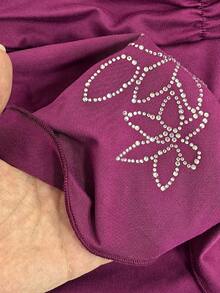Women's Vintage Fairy Style Deep Purple Halter Top, Grunge Aesthetic Halter Tank Top With Sparkling Rhinestones - Red Violet - View 4