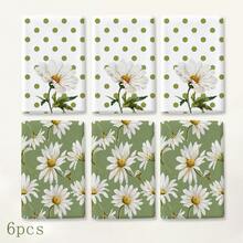 2pcs Green & White Daisy Pattern Kitchen Towels, Soft Absorbent Rectangular Floral Polka Dot Print Hand Towels, Farmhouse Style, Suitable For Kitchen Decor And Housewarming Gift, 4/6/8pcs Set - Multicolor - View 8