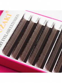 XIUSUZAKI 12Rows Brown Lashes U 5D Shaped Fluffy False Eyelashes Colorful Blooming Lash Clusters Premade Fans Eyelash Extension Natural Look Eyelash Makeup Tools Suitable For Cosplay, Anime And Fairy Makeup Professional Supplies For Lash Techs - View 5