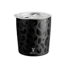 Meoky 8oz 黑色豹紋短款不鏽鋼杯，附防濺蓋，便攜日常飲水杯 - 黑色豹紋 - 查看 10
