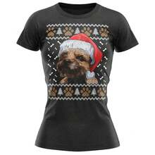 Border Terrier Christmas T-Shirt, Gift For Dog Owner, Unisex Pure Cotton T-Shirt, Plus Size, Suitable For Slightly Oversized People - Black - View 1