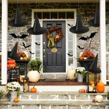 2/4pcs Halloween Indoor Decor Thick Floating Witch Hat, Hanging Witch Hat With Rope, Bulk Halloween Home Porch Office Outdoor Party Decorations - Multicolor - View 8