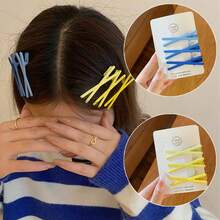 3/21pcs Candy Color Matte Hair Clips, Korean Style Minimalist Small Hair Clips, X-Shaped Hair Clips - Multicolor - View 3