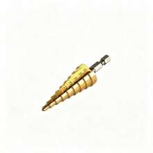6/3/1pc Titanium Coated High Speed Steel Step Drill Bit Set, Pyramid Shape Drill Bit, Suitable For Wood And High-Efficiency Metal, Smooth Chamfer, No Burrs, Rust-Proof, Easy To Install, Higher Efficiency - Copper - View 11