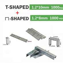1pc 3-In-1 Heavy Duty Manual Staple Gun Set, U/T/Door Shape Nails, Includes 300 Or 600 Nails, Suitable For Furniture, Decoration, Woodworking, Doors And Windows Material Fixing - Silver - View 16