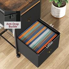 Compact Mobile File Cabinet, Under Desk Vertical Storage Organiser With Wheels, A4 Letter Size Rolling Filing Cabinet For Home Office Workspace - Black - View 4