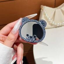 Light Luxury Rhinestone Bear Makeup Mirror Air Cushion Phone Case Back Sticker Universal Adhesive Highly Attractive Thin Portable Stand For Women - Multicolor - View 5
