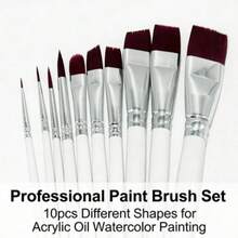 Dom Delfim 10pcs Professional Face Painting Brush Set, Suitable For Makeup Artists, White - White Set - View 7