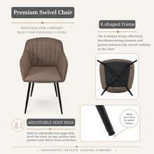 Goeurvant Contemporary Vertical-Stripe Upholstered Dining Chairs With Armrests & Metal Legs For Dining Room, Kitchen, Living Room - Set Of 2 / Set Of 4 / Set Of 6--Mocha Brown-Textured Fabric - Mokka - 查看 10