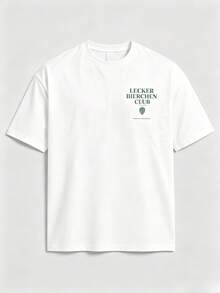 Una camiseta de hombre con doble estampado, elegante y casual, con cuello redondo. - Blanco - Ver 7