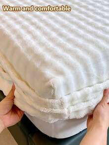 1pc Autumn/Winter Bubble Fleece Thickened Single Fitted Sheet, Instant Warmth Plush Mattress Protector, Wrinkle-Resistant, Easy Removal, Machine Washable, Multiple Sizes, Bedroom Guest Room Home Decor Bed Cover - Bubble Elegant White - View 5