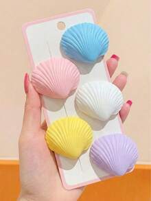 5件組可愛3D貝殼髮夾，耐用且對頭髮溫和，甜美髮飾－適合女性，日常、度假、學校、約會使用 - 彩色 - 查看 7