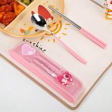 Mesuca Portable Reusable Cutlery Set Disney Character Series Mixed Colors Thick Odorless Compact Storage Box Suitable For Travel Office School Daily Dining 1 Set - Multicolor - View 12