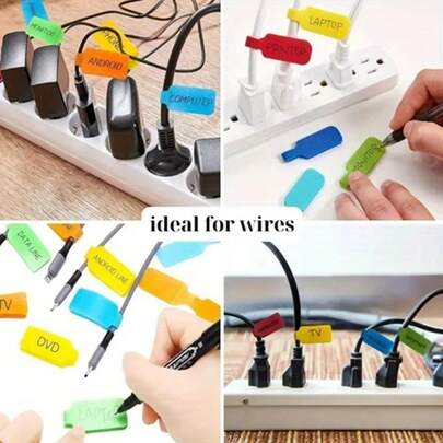 15pcs Self-Locking Cable Tie Labels, Reusable Hook And Loop Cable Tags, Suitable For Wire And Cable Marking, Multiple Colors For Easy And Quick Classification, Adjustable, Suitable For Network Cables, Power Cords And Home And Office Wiring