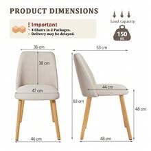 Goeurvant Modern Ergonomic Dining Chair With Curved Backrest - Set Of 2 / Set Of 4 / Set Of 6 - Beige - View 12