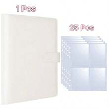 1 Set Premium Multi-Functional A5 Photo Card Album, Minimalist Album Design, Compact & Durable Storage Book, PU Loose-Leaf Notebook Cover, Suitable For Daily Planning & Note-Taking, Office Supplies, Ticket & Card Collection Album - Multicolor - View 12